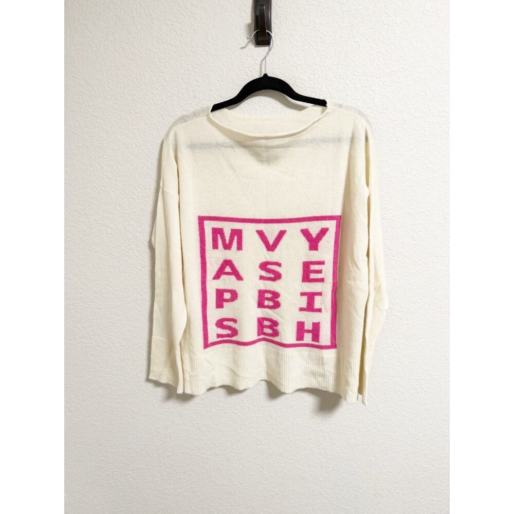 Cortland Park Boat‎ Neck Pullover Cashmere Sweater Spell Out Knit Size Medium